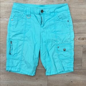 Women’s Aqua Cargo Bermuda Shorts with Utility Pockets